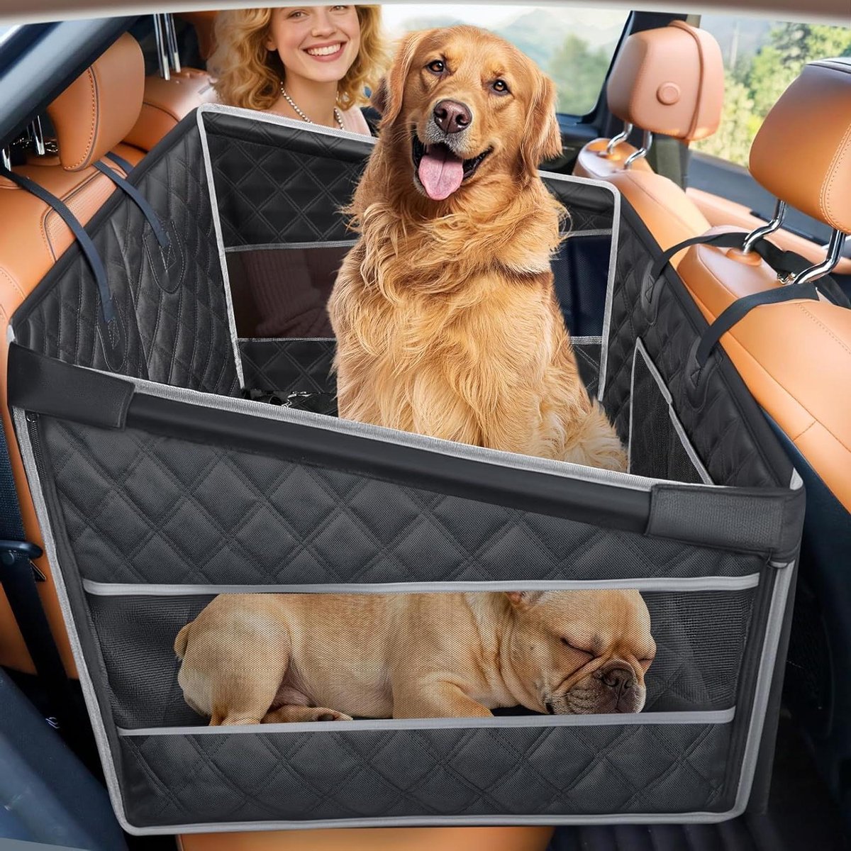 Honden Autostoel - Autostoel Verlengstuk - Veilig Reizen - Versterkte Structuur - 72 x 56 x 55 cm - Zwart