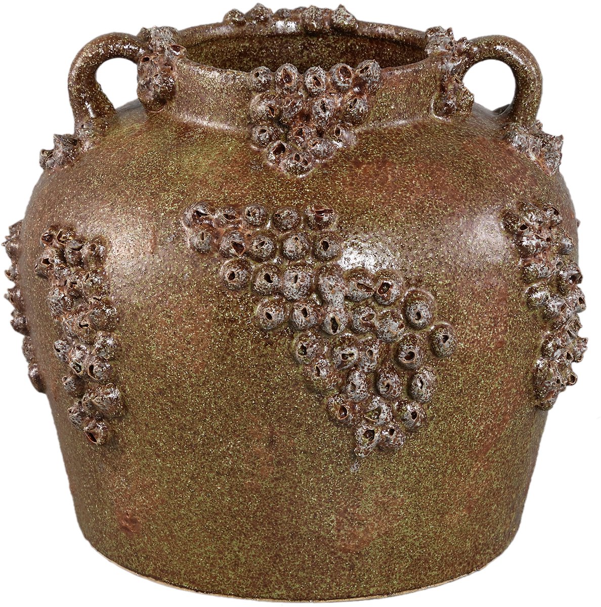 PTMD Deisy Green Ceramic Jar With Handles Rough Coral L