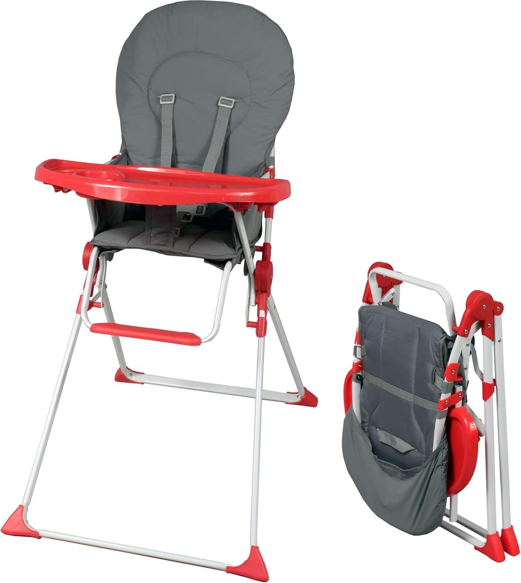 SnelShoppen - Vaste Opvouwbare Kinderstoel | Ultra Compact en Licht | Afneembaar Verstelbaar Rek | Rood voor Thuis, Tuin, Camping en Feesten