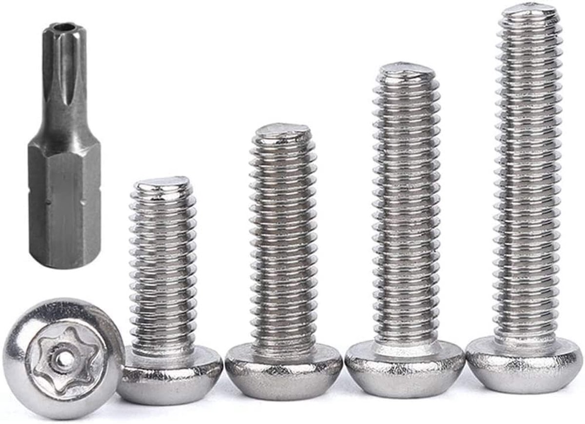 Diefstalbeveiliging schroeven M6/M8 - binnenzeskant machineschroeven Torx 304 roestvrij staal, veiligheid machineschroeven (M8 x 16 mm x 10 stuks)