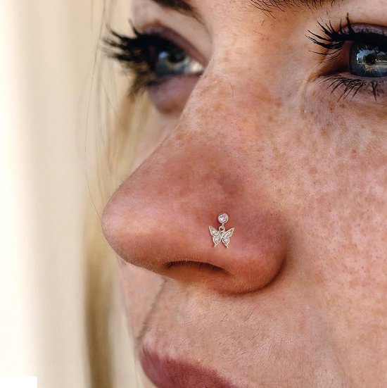 14 stuks 20 g neuspiercings voor dames, hanger, 14 K goud, zilver, roestvrij staal, neusstekers, L-S, kurkentrekker, piercing, hart, maan, neus, stud, nostril, piercing voor dames — afbeelding 2
