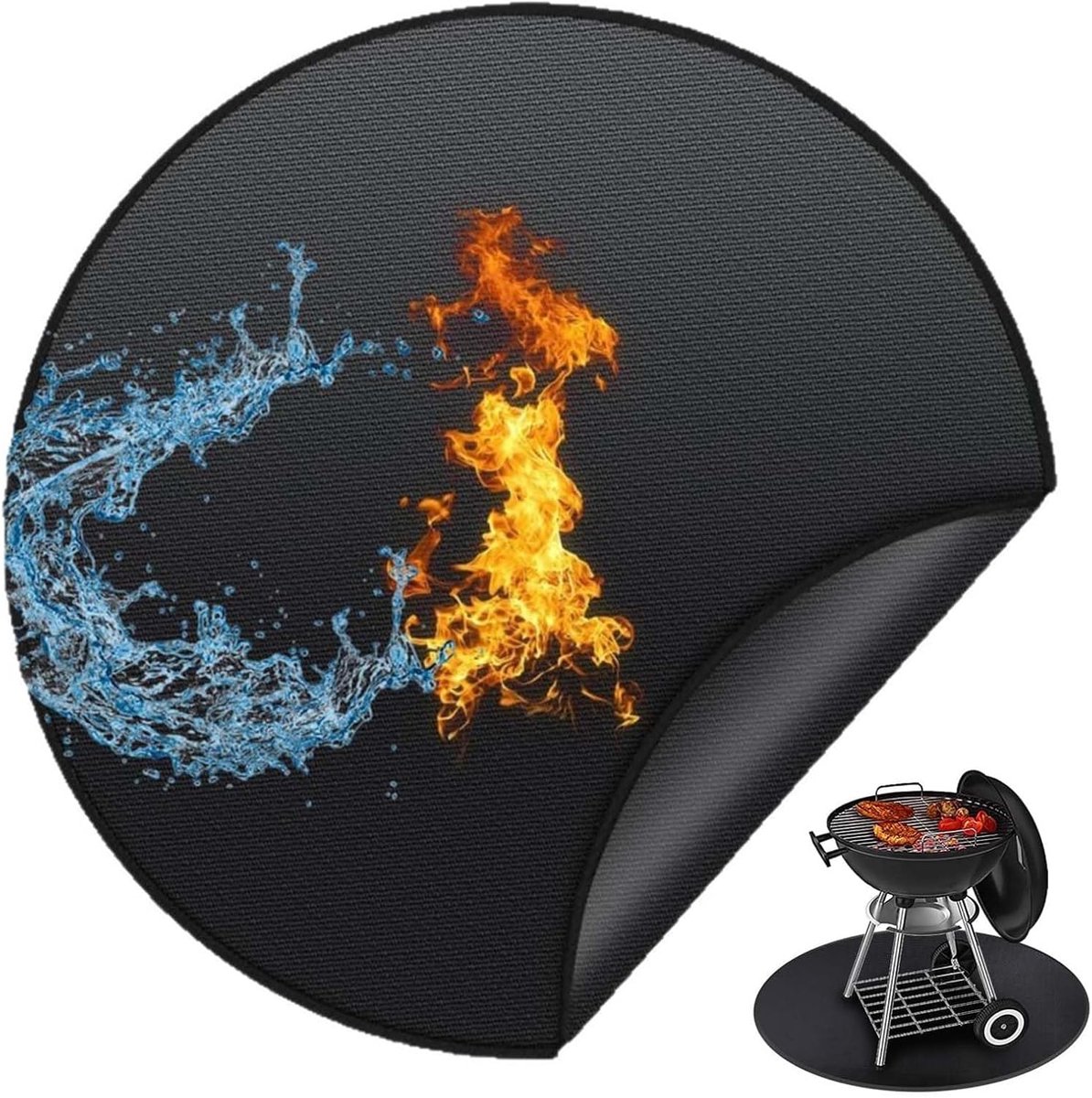 tapijt, vuurvaste haardmat, barbecuemat, open haardmat, barbecuemat voor buitenvloer, rond, vuurvast, diameter 50 cm, waterdicht en oliebestendig