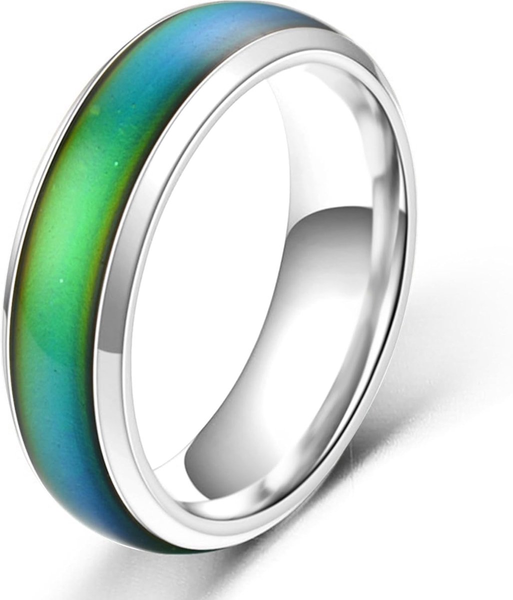 Mood Ring voor Mannen en Vrouwen, Rvs Duurzame Trouwring, Waterdichte Koppel Sieraad, Sportief Ontwerp Geschenk Y1854
