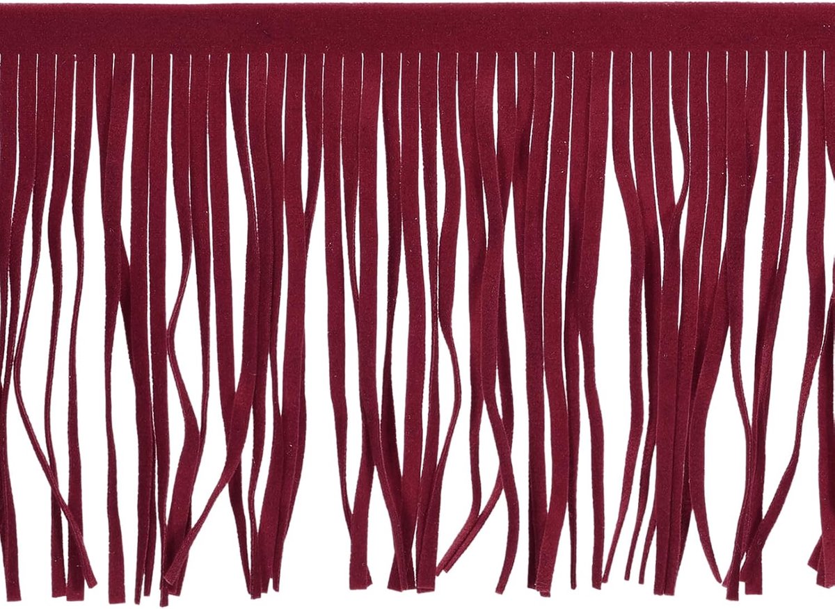 1 Iarda 25,4 cm franjes van PU-leer nappaleder dubbelzijdig genaaid voor doe-het-zelf kleding handwerk decoratie rok, fuchsia