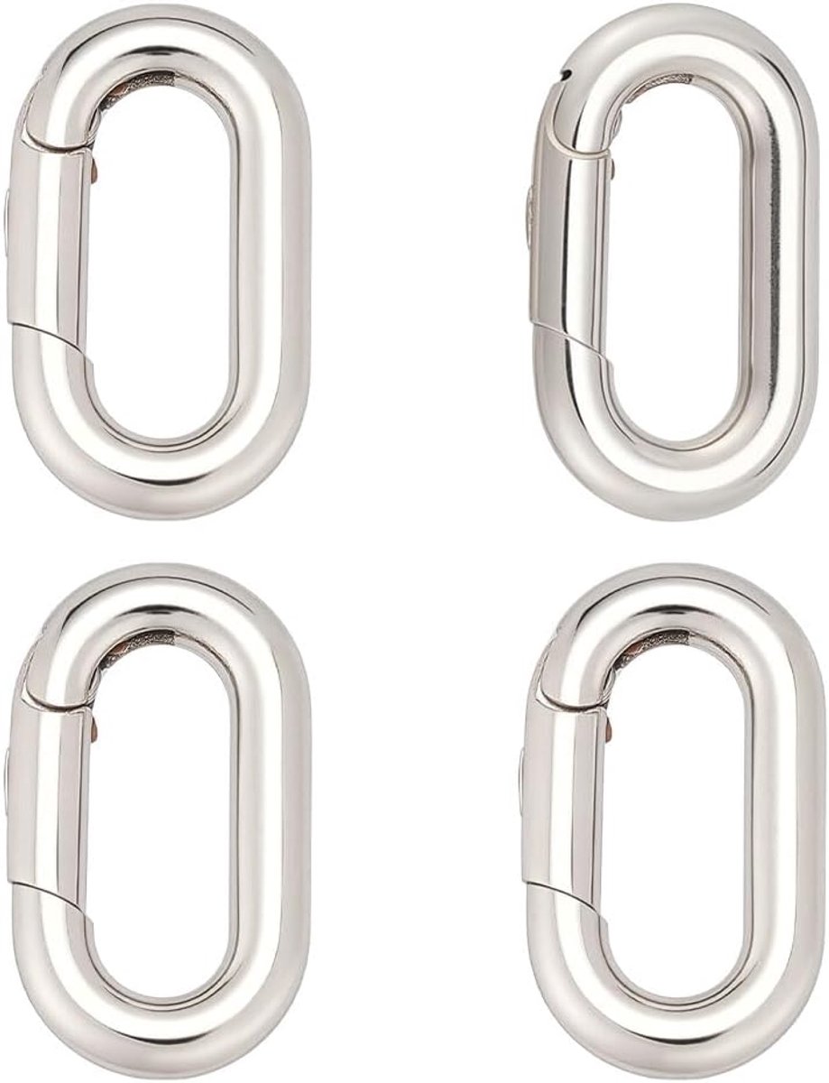 4 stuks 304 roestvrijstalen veerringen ovale sluitingen 18 x 10,5 x 3 mm metalen karabijnhaken met gesp