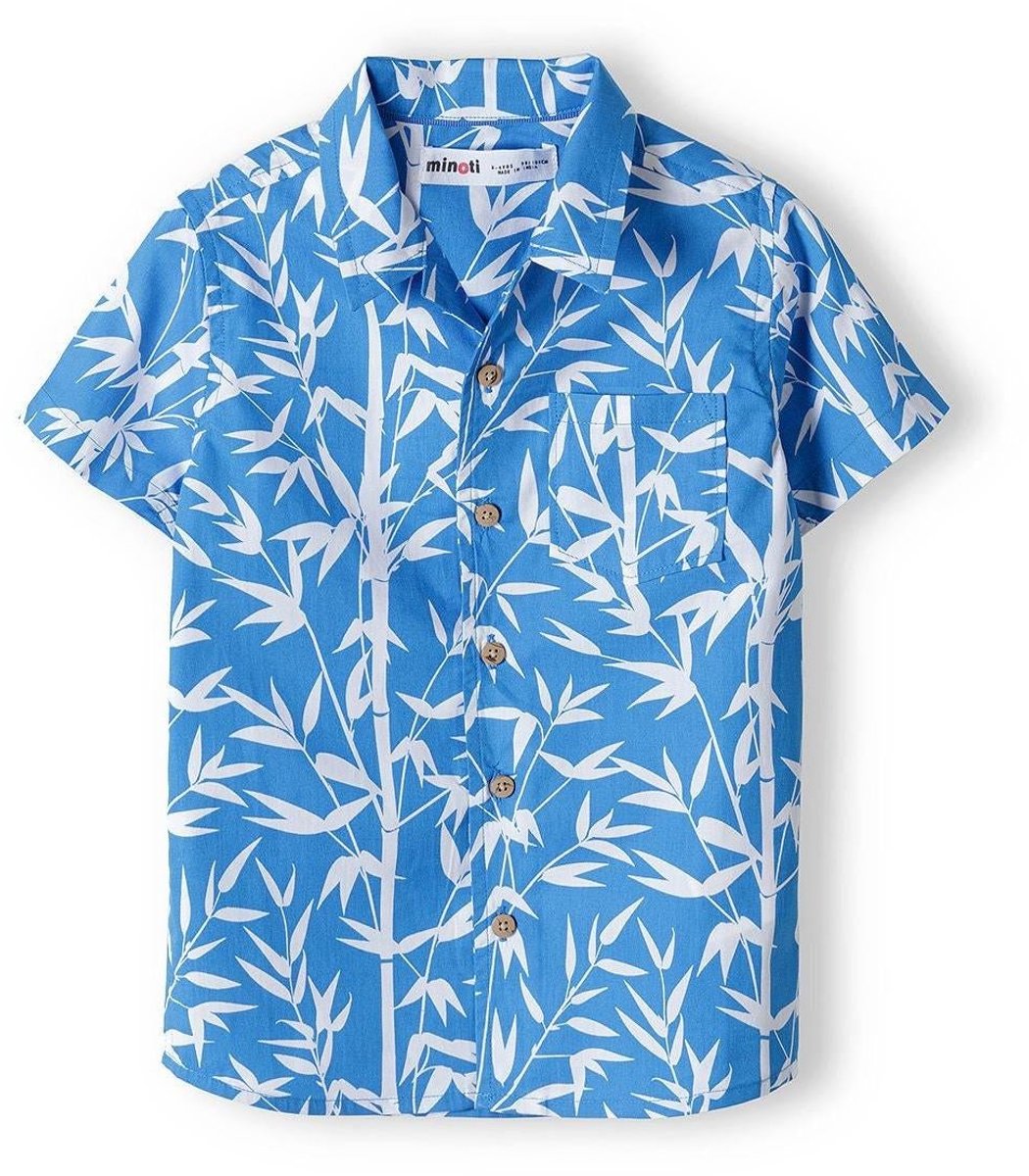 Minoti overhemd jongens 100% katoen met bamboeprint - blauw
