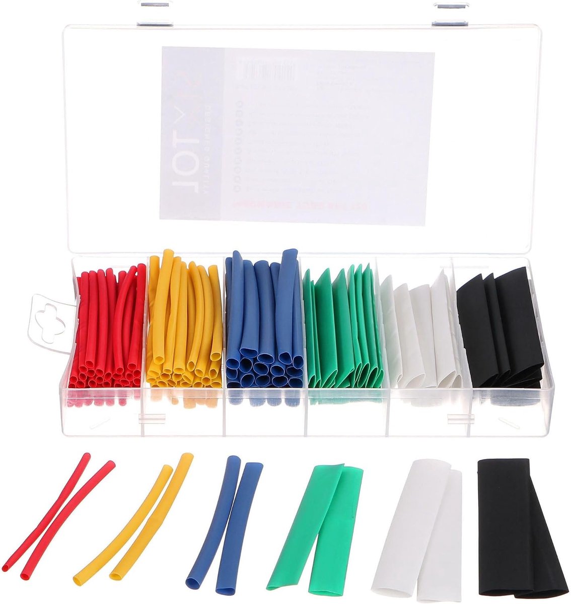 TUBE SET 128 | Krimpkousenset 128-delig | 6 kleuren | Voor elektrische isolatie en kabelbescherming | Lengte 80 mm