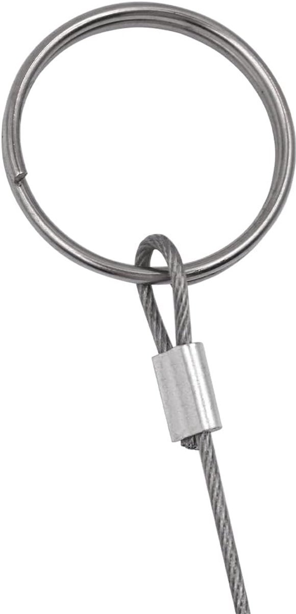 316 RVS Lanyard Kabel Beveiligingskabel om verlies te voorkomen 1 lus met quick release ring en rubberen coating