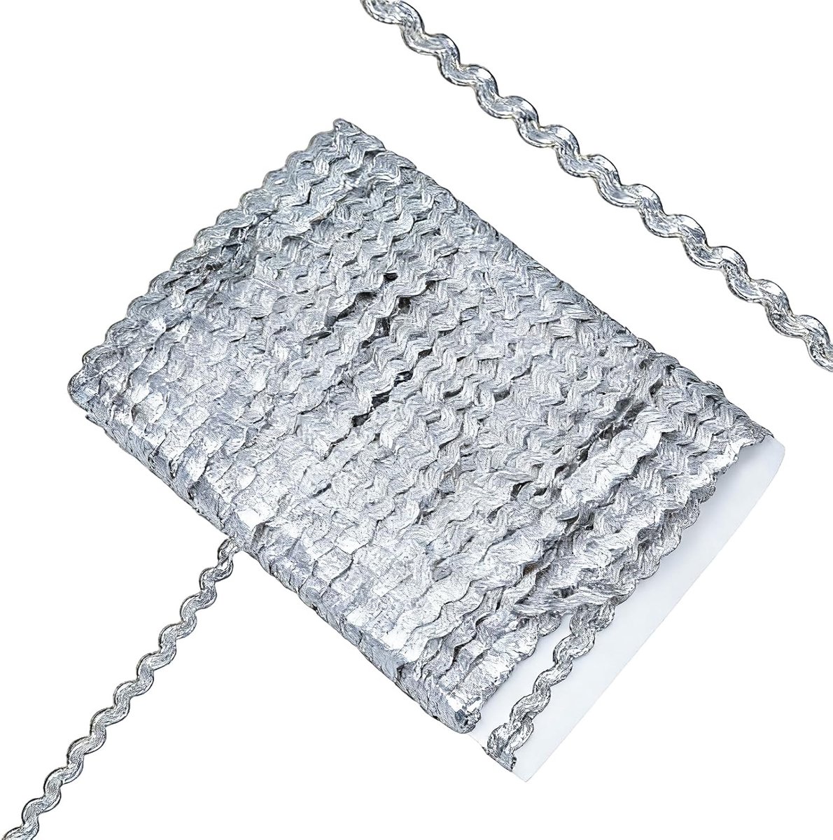Rick Racktrim, 5 mm brede golvende buigende franjes, gevlochten zigzagrand, decoratieve rand voor doe-het-zelf knutselen, naaien, trouwjurk, geschenkverpakking, 25 meter