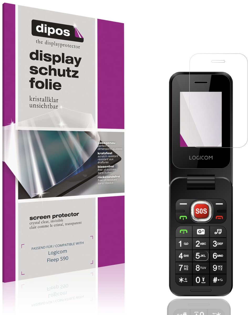 dipos – 4x Beschermfolie geschikt voor Logicom Fleep S90 | Krasbestendige & heldere Screenprotector Ultra-Thin