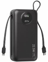 Nuvance Powerbank 30000 mAh - 22.5W Snellader Usb-C & 8-Pin - Noodpakket - 2 Poorten - 2 Geïntegreerde Kabels - Power Bank