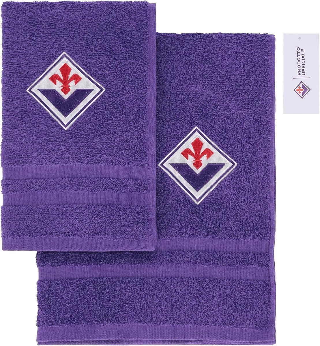 SnelShoppen - ACF Fiorentina Handdoeken Set van 2 - 100% Katoen - Luxe Badhanddoeken en Gastendoeken - 30x50 cm en 50x90 cm - Perfect voor Sport, Thui