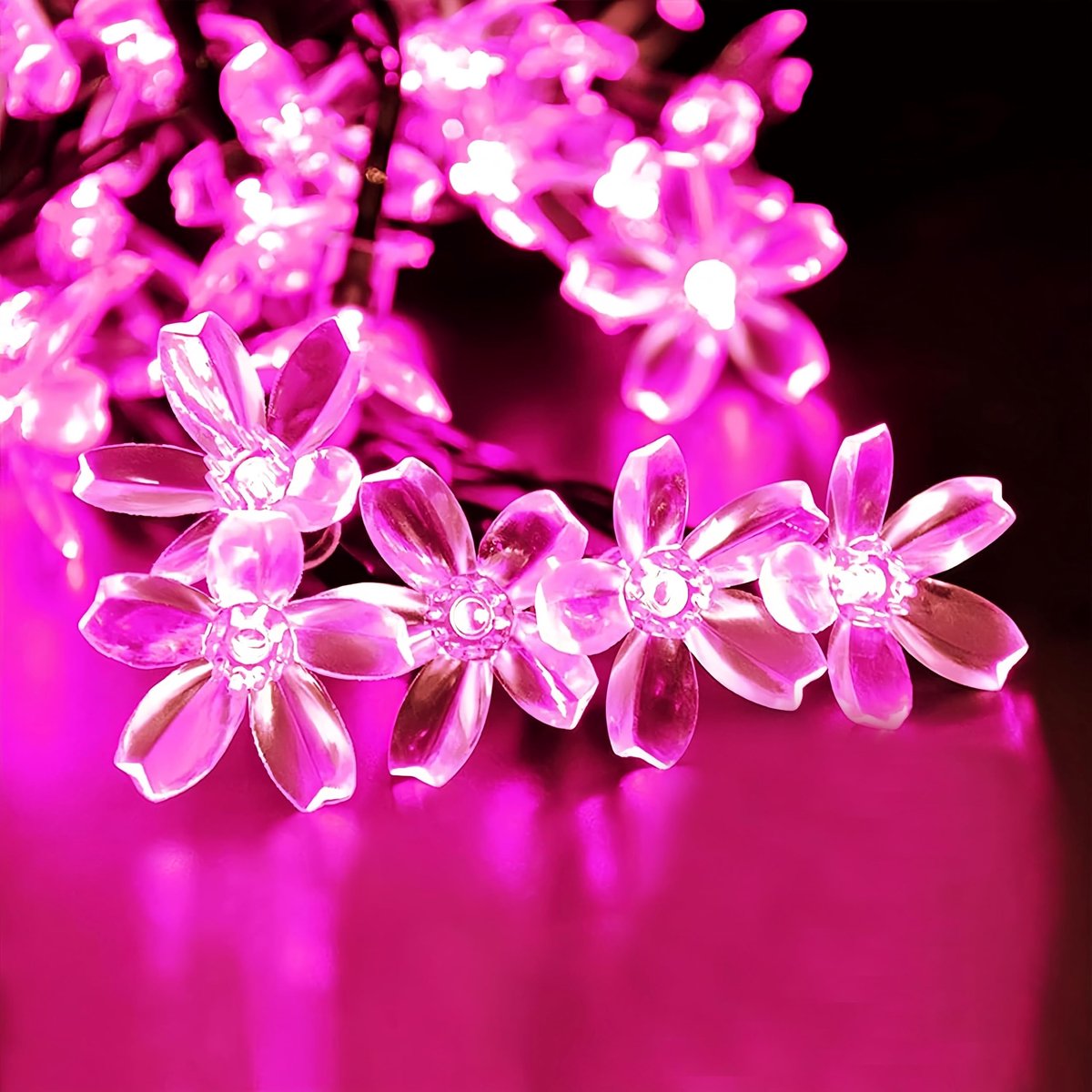 SnelShoppen - Lichtsnoer 10M Roze Kersenbloesem 80LED - Batterij en USB Gevoed - Waterdicht Decoratie voor Binnen en Buiten - Ideaal voor Kerst, Tuin,