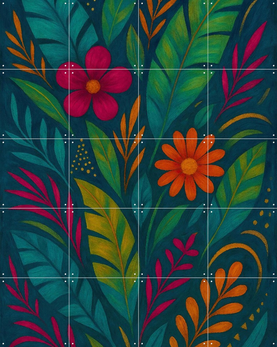 IXXI Jungle Rhapsody, Moonheart Artworks - 80 x 100 cm - Gratis ophangtool - Grote wanddecoratie en posters - Illustraties, Geometrische Kunst, Art