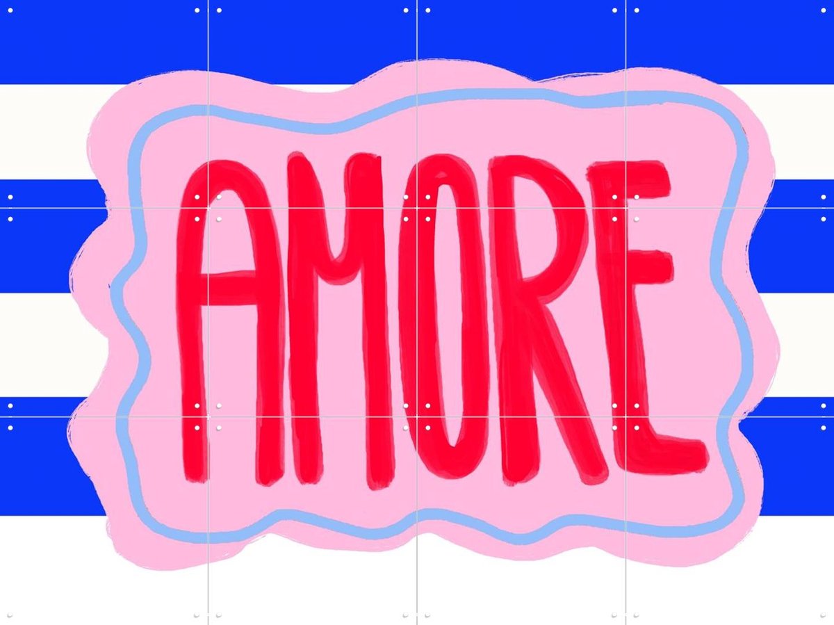 IXXI Amore, Hej.Ibiza - 80 x 60 cm - Gratis ophangtool - Grote wanddecoratie en posters - Typografie, Digitale Kunst, Gang, Slaapkamer, Woonkamer