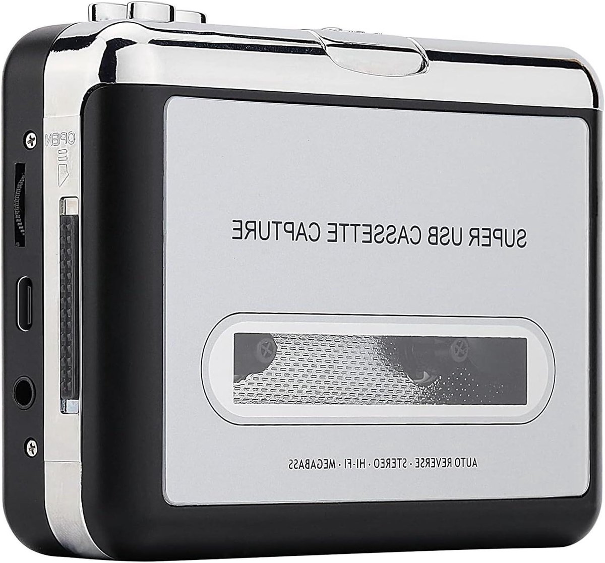 Cassettespeler - Muziekspeler - Muziek Digitaliseren - Auto Reverse Functie - 12.7 x 3.8 cm - Zwart
