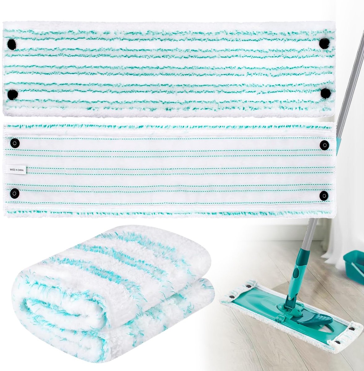 Dweilpads voor Leifheit, Combi/Clean Twist M micro duo-mop, microvezel, geschikt voor alle vloertypes