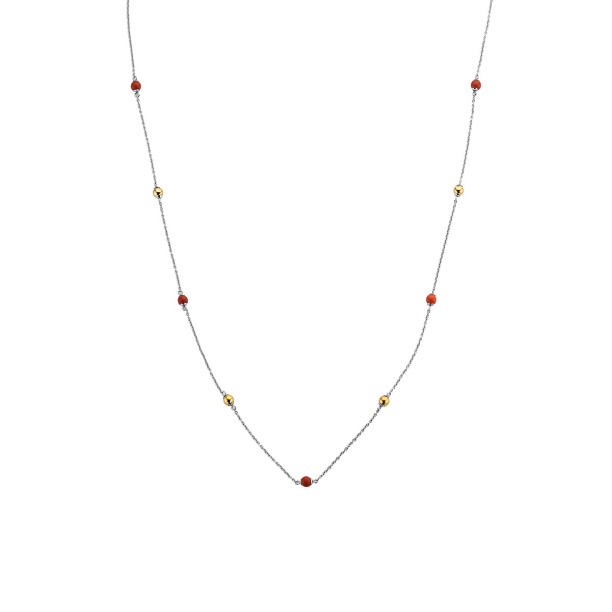 TI SENTO Dames Ketting - 925 zilver - Rood - Maat 90 - 3945CR