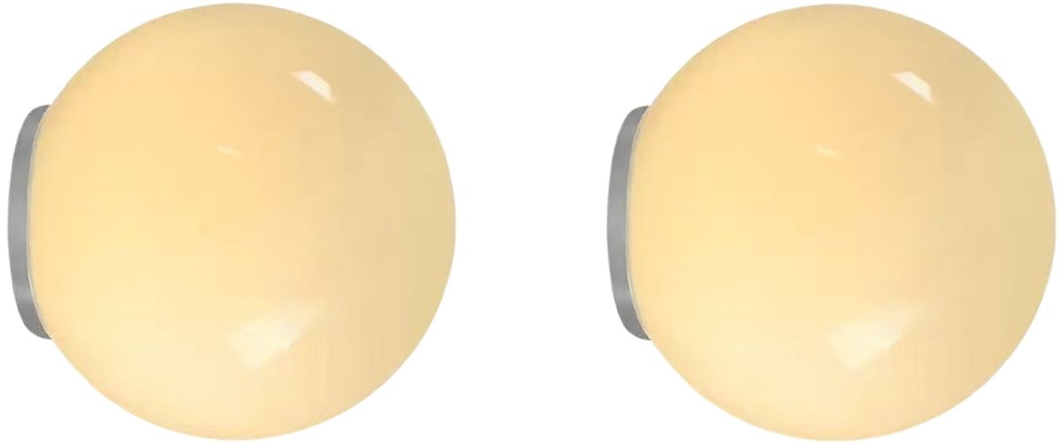 2 Stuks Wandlamp Kinderkamer Moderne Glazen Lampenkap 15cm voor Slaapkamer Woonkamer Café Warm Licht