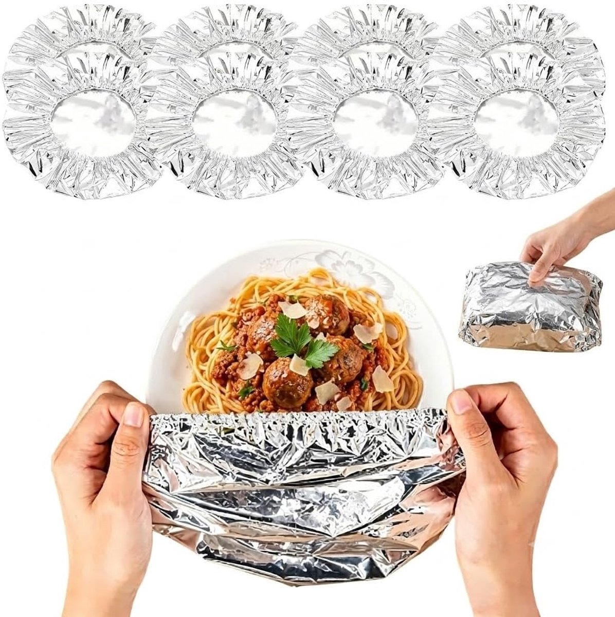 KZQ Aluminium Afdekfolie Hoesjes - 30 Stuks - Herbruikbaar - Elastisch - Geschikt voor thuisgebruik, feestjes en picknicks