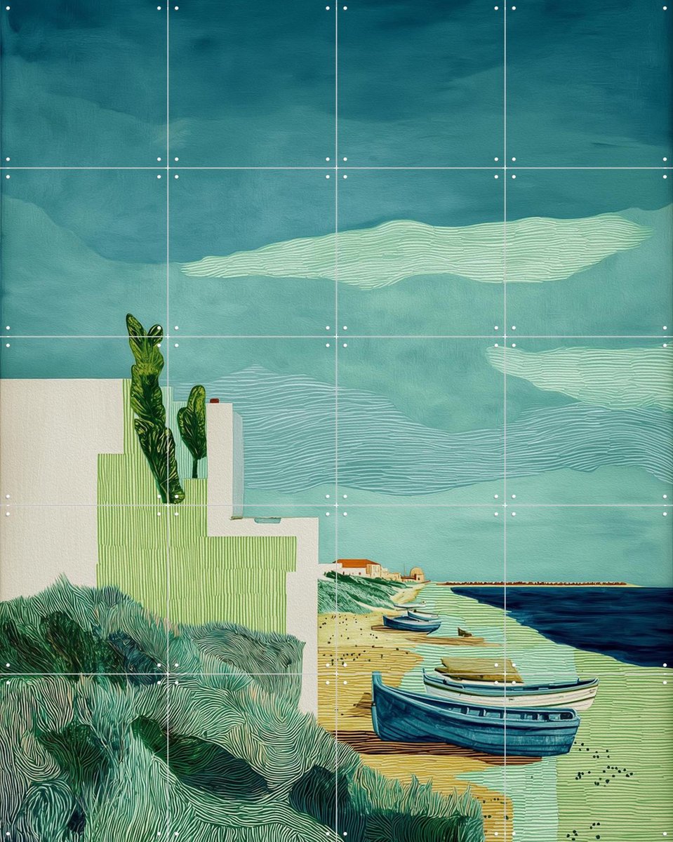 IXXI Strand 1, Artclaud - 80 x 100 cm - Gratis ophangtool - Grote wanddecoratie en posters - Modern, Realisme, Illustraties, Kwaststreken