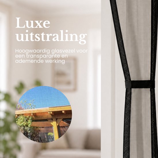 O'DADDY® Deurgordijn Deluxe FIBER - Magnetisch Vliegengordijn - Voor Nieuwbouw en Standaard Deuren - Eenvoudige Installatie - Deurhor Zwart - 100x240 cm