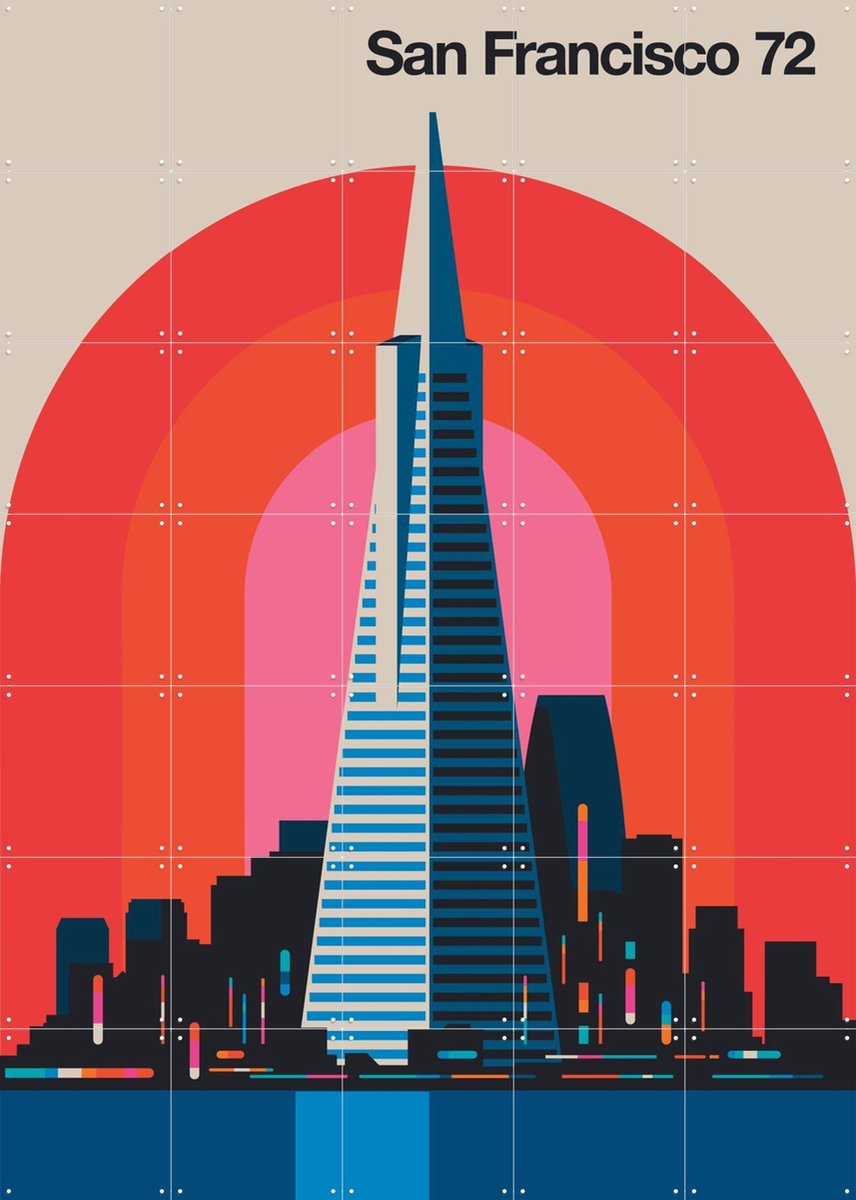 IXXI San Francisco 72, Bo Lundberg - 100 x 140 cm - Gratis ophangtool - Grote wanddecoratie en posters - Modern, Digitale Kunst, Geometrische Kunst