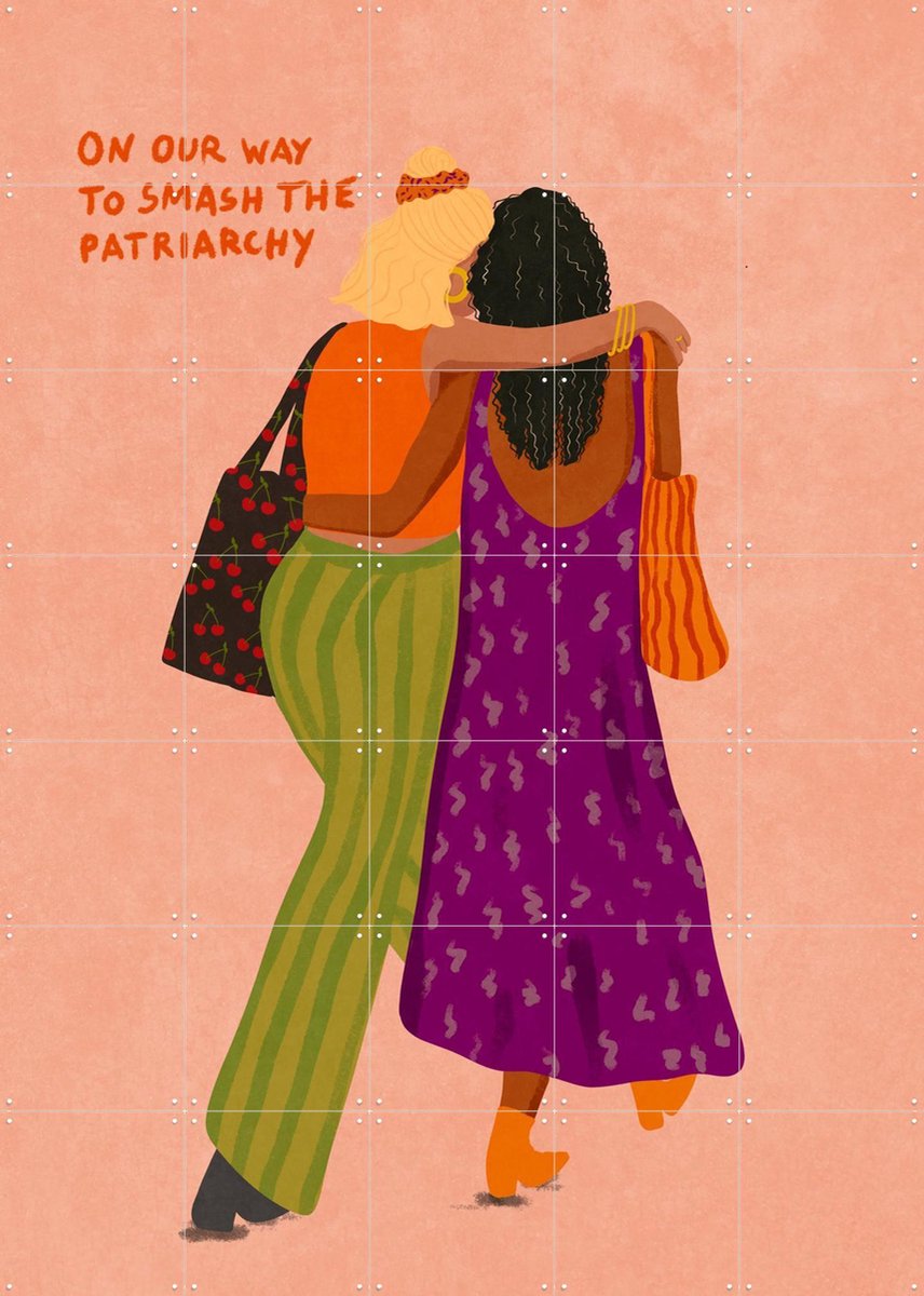 IXXI Smash The Patriarchy, Raissa Oltmanns - 100 x 140 cm - Gratis ophangtool - Grote wanddecoratie en posters - Kleurrijk, Illustraties, Modern