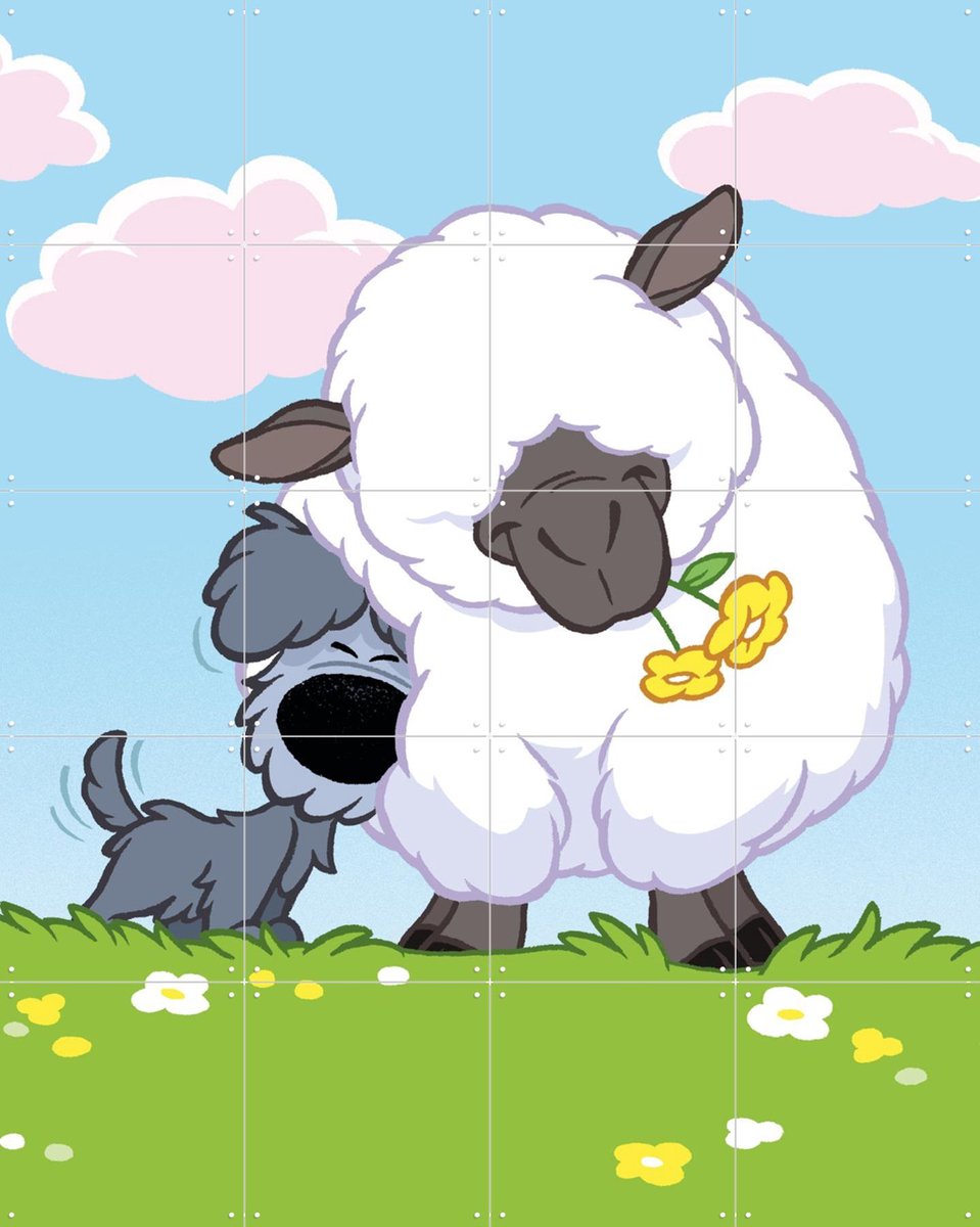 IXXI Woezel & het Schaap, Woezel & Pip & Van Hoorne Studios - 80 x 100 cm - Gratis ophangtool - Grote wanddecoratie en posters - Illustraties