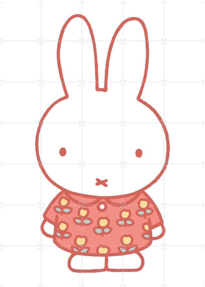 IXXI Nijntje met Tulpenjurk, Nijntje - 100 x 140 cm - Gratis ophangtool - Grote wanddecoratie en posters - Illustraties, Cartoonesk, Kinderkamer