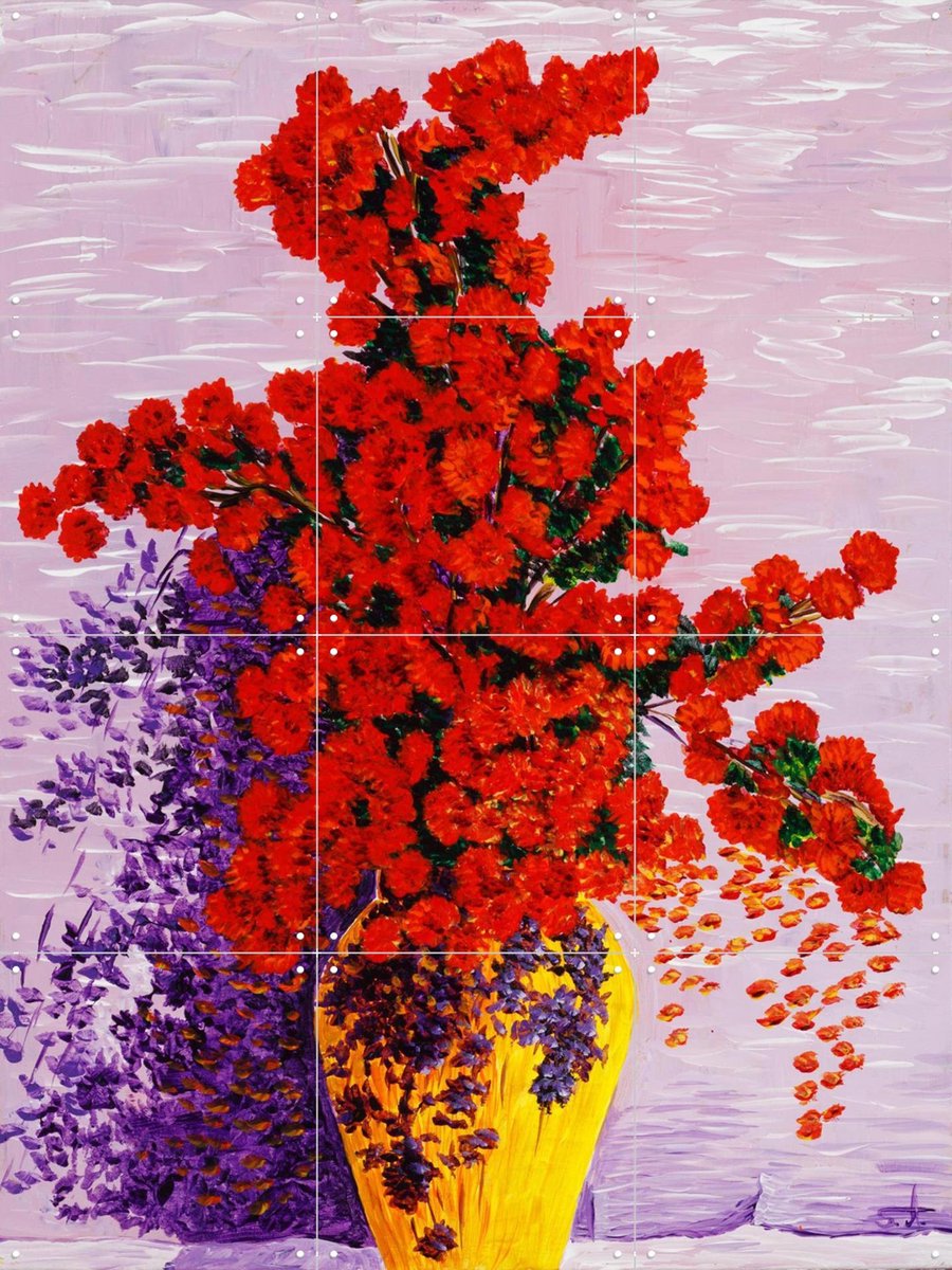 IXXI Blooming Red, Zurab Dariali - 60 x 80 cm - Gratis ophangtool - Grote wanddecoratie en posters - Impressionisme, Schilderijen, Woonkamer