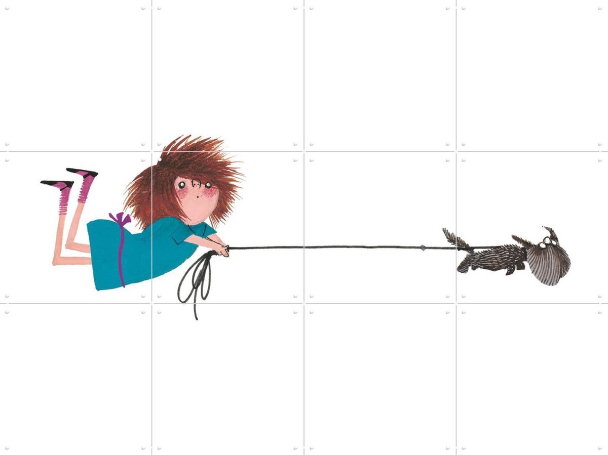 IXXI Hondenstreken, Fiep Westendorp - 80 x 60 cm - Gratis ophangtool - Grote wanddecoratie en posters - Speels, Tekeningen, Kinderkamer, Kinderen