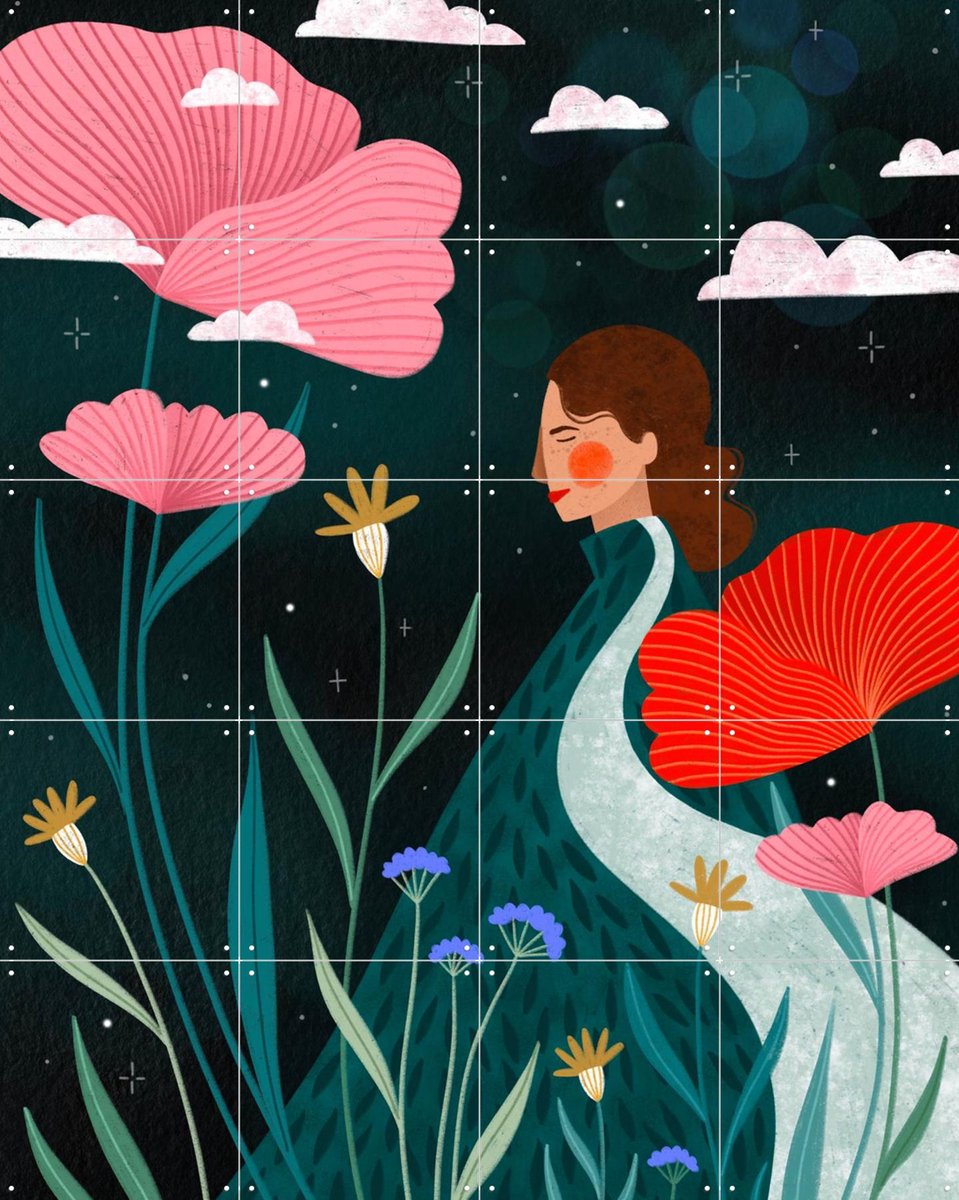 IXXI Dreamy Garden Stroll, Bea Müller & Various - 80 x 100 cm - Gratis ophangtool - Grote wanddecoratie en posters - Fantasierijk, Surrealisme