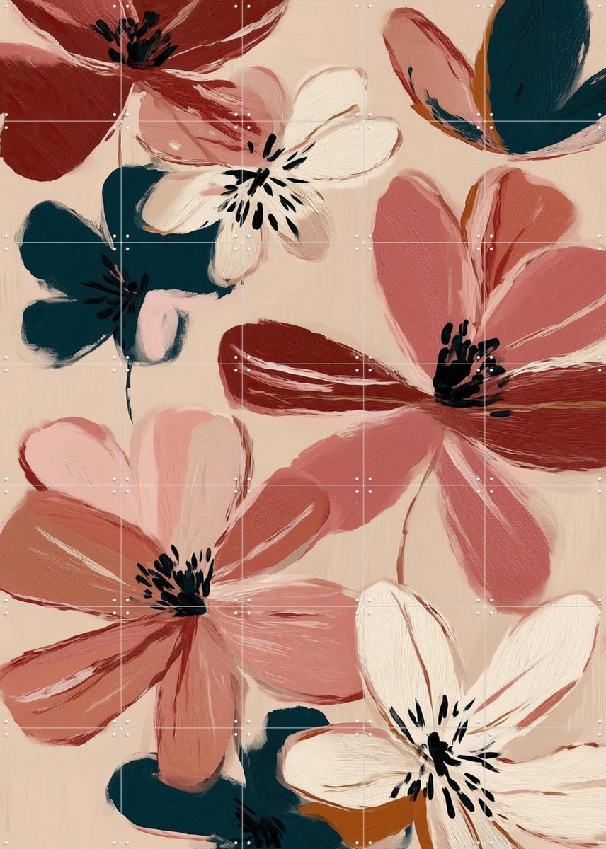 IXXI Blush and Wine Blossoms 2, Branka Kodžoman - 100 x 140 cm - Gratis ophangtool - Grote wanddecoratie en posters - Schilderijen, Kwaststreken