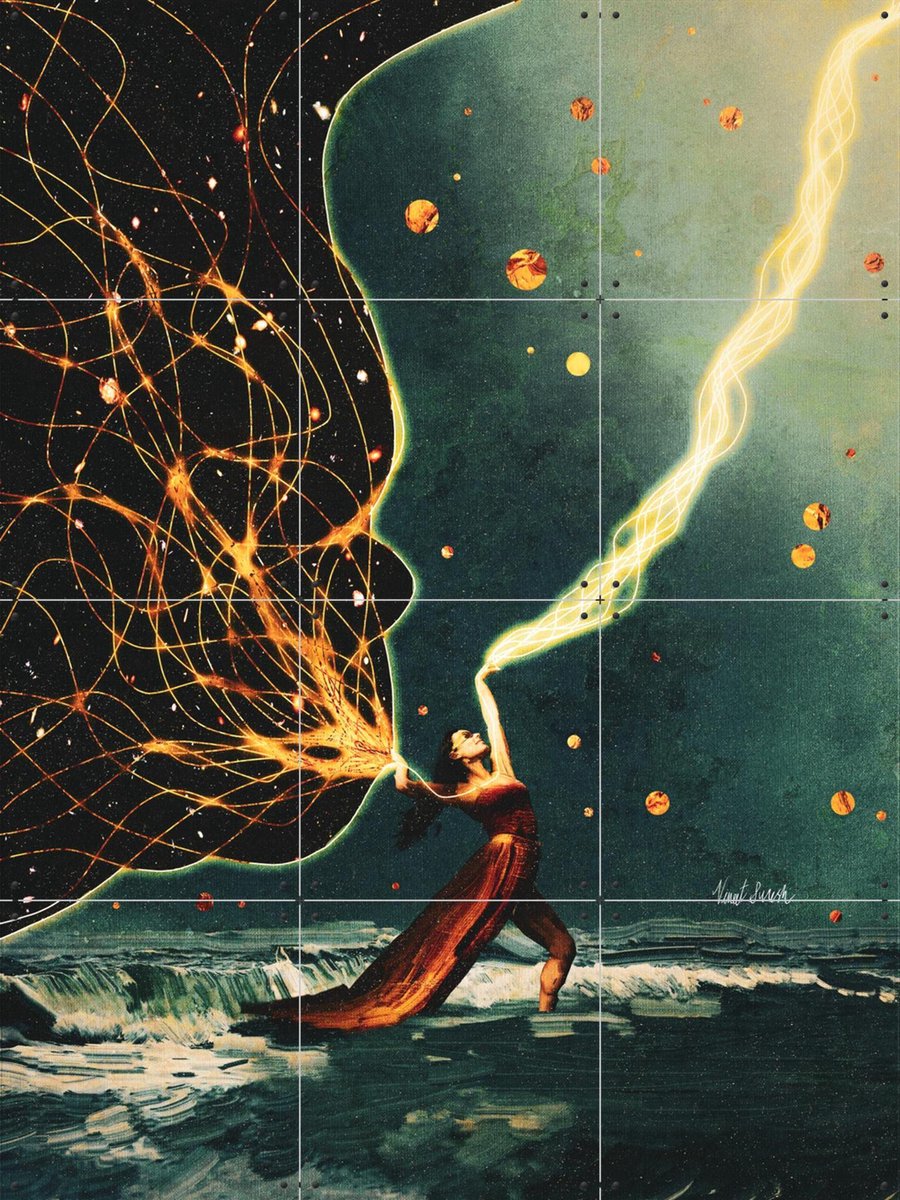 IXXI Lightening In Space, Vineet Suresh - 60 x 80 cm - Gratis ophangtool - Grote wanddecoratie en posters - Surrealisme, Modern, Kleurrijk, Abstract