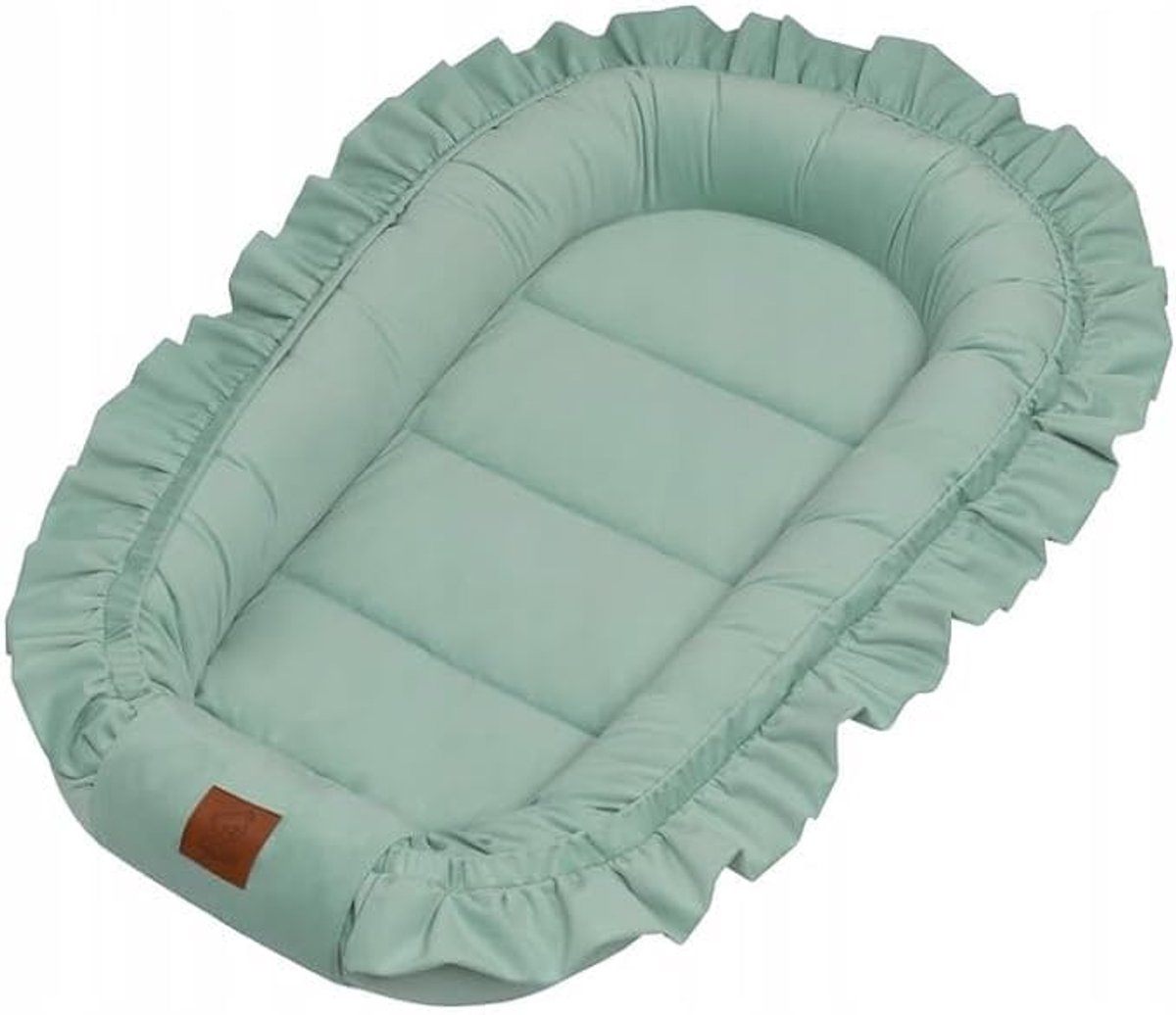 Capability-babynest voor pasgeborenen, babycocon van katoen met ruches, 90 x 60 cm, fluweel, bilateraal bednestje, veilig voor kinderen, mint