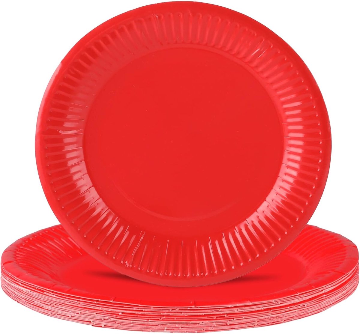 20 stuks wegwerpborden, rood, dessertborden, karton, wegwerpborden, 18 cm, wegwerpservies, rood, karton, borden voor camping, picknick, feesten, barbecues