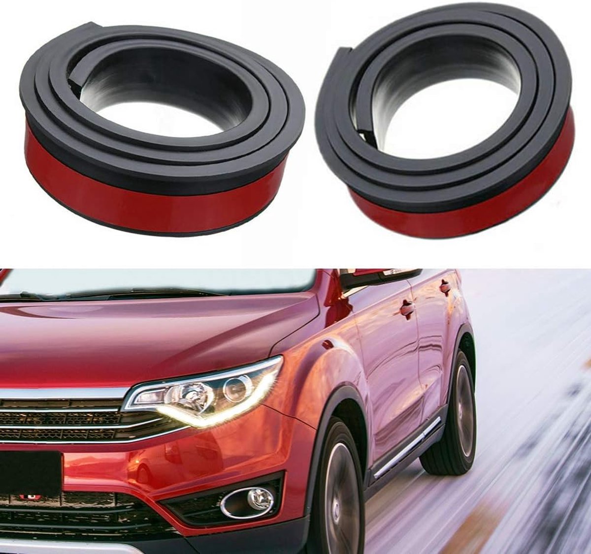 Auto Wiel Spatbord Trim, 2 Stuks 1.5m Universele Rubber Auto Wielkast Bescherming Anti Botsing Strips Mouldings Spatbord Trim (Zwart)