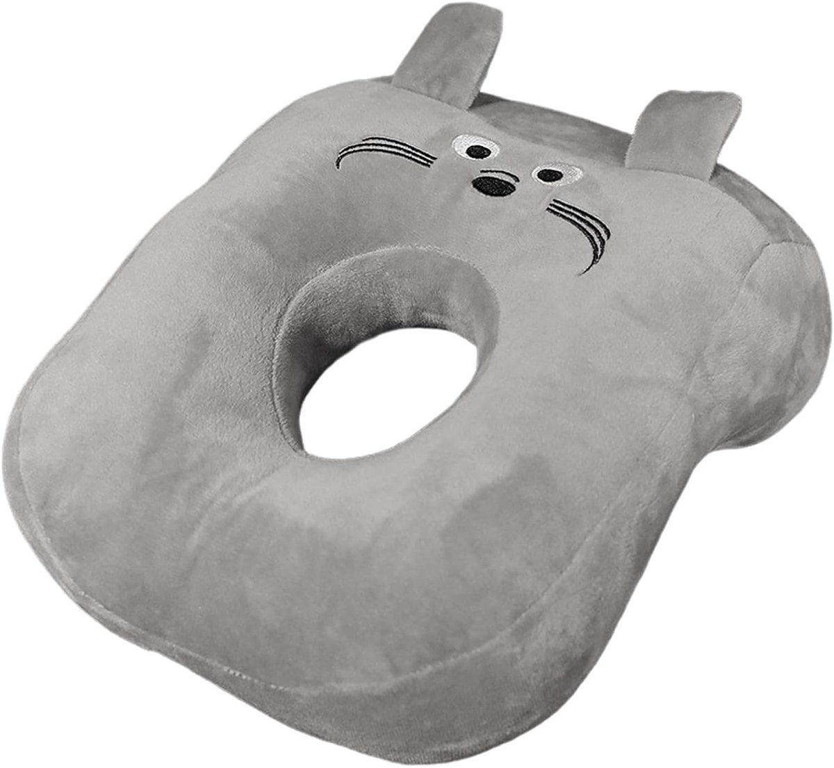 geheugenkatoen, schattig kussen met oorgat, zacht slaapkussen, oorkussen voor zijslapers voor dames, meisjes, kinderen (grijze Totoro)
