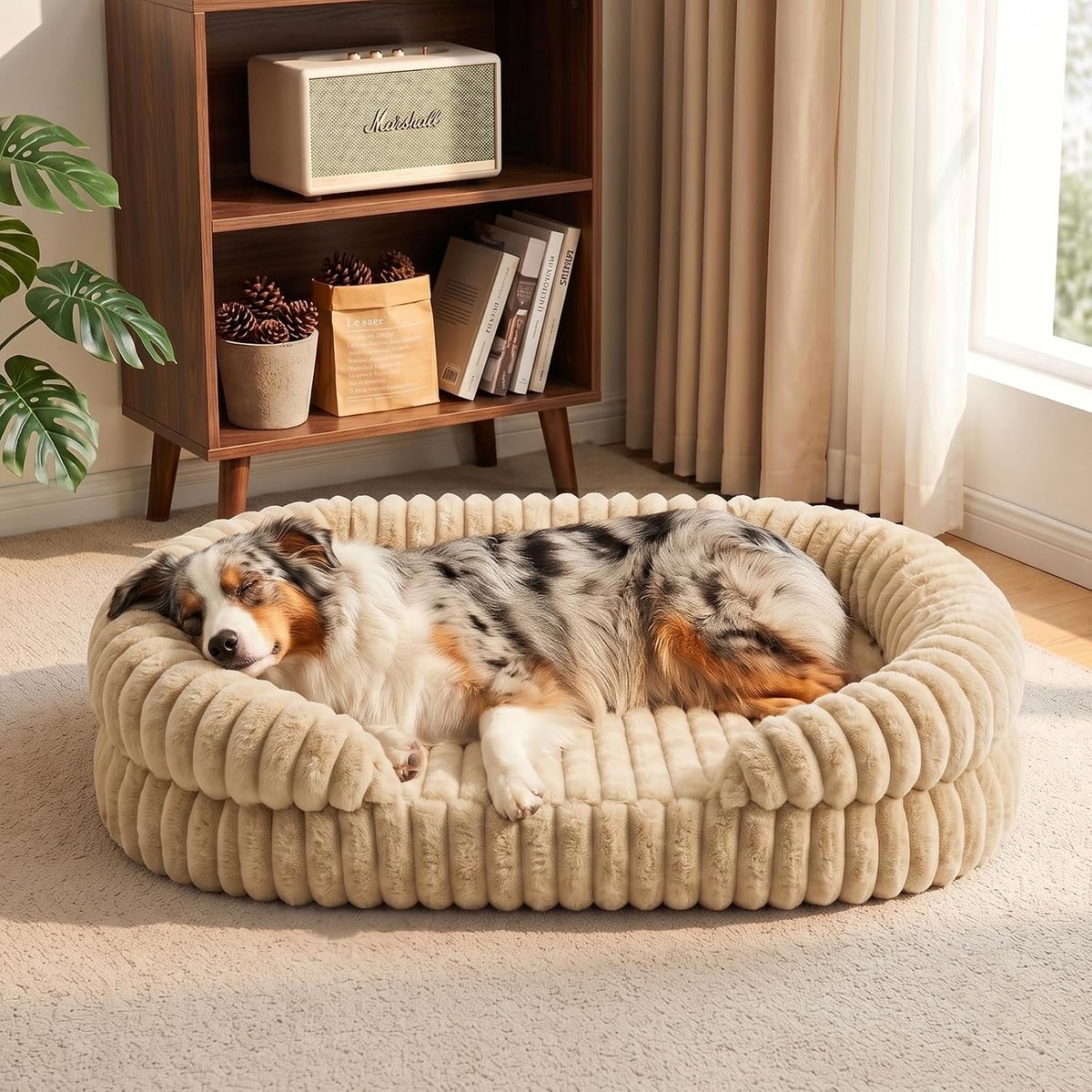 Hondenbed Groot, 109x84 cm | Memory foam hondenmand, waterdicht, antislip, met eierkarton-schuim en hoge rand