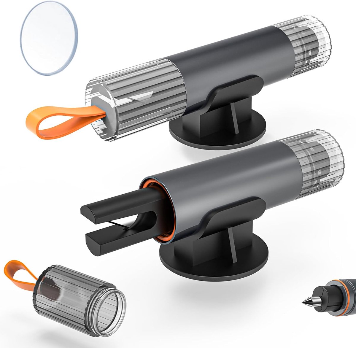 3-in-1 Autonoodhamer met Gordelsnijder - 2 Stuks met Oefenglas - voor Auto & Bus - 1 Set