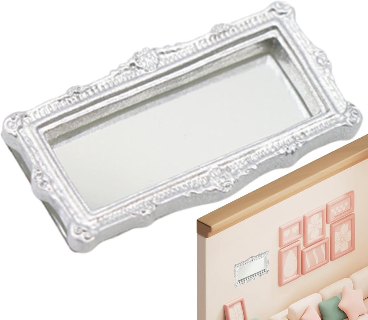 poppenhuis spiegeltje Hars Vierkant Meubilair | Decoratieve Wandspiegels Voor Knutselen, Kunst, Poppenhuis Decoratie, Slaapkamer, Scene, Tafelblad