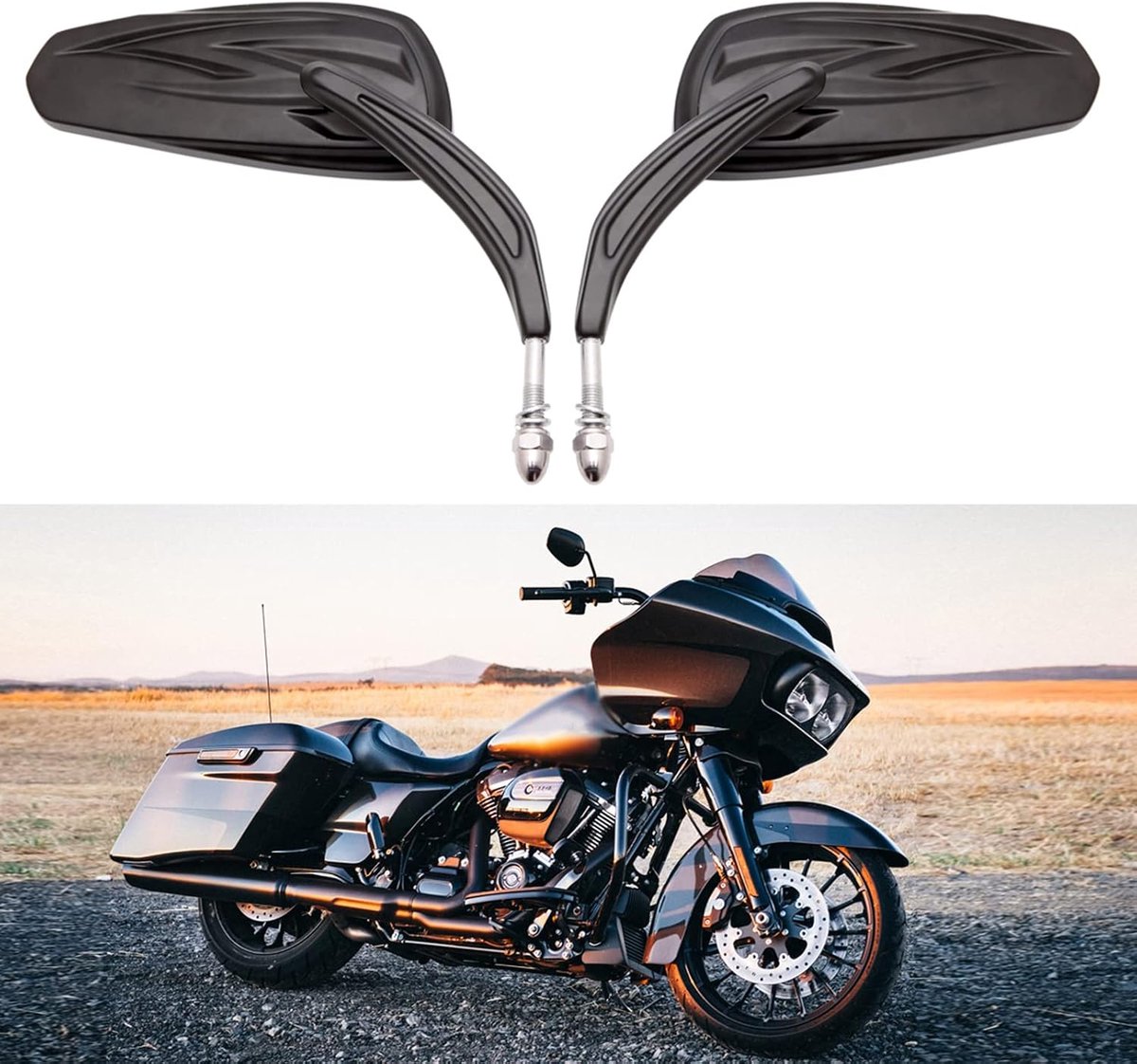 Motorfiets achteruitkijkspiegel, 8 mm vervanging voor Sportster XL883 1200 Dyna Softail Low Rider Street Glide