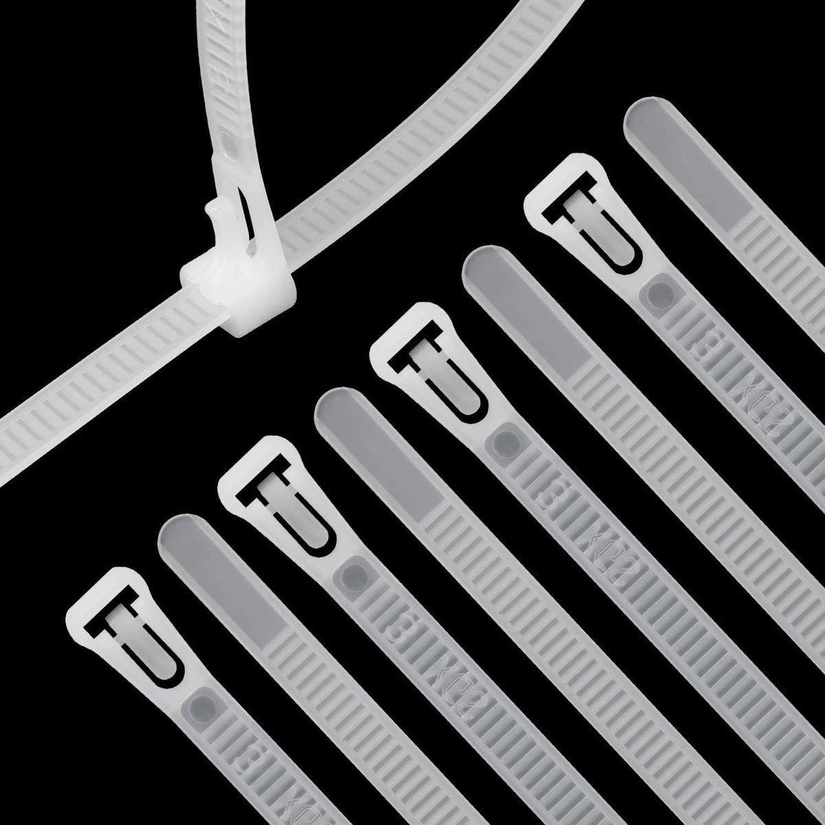 Kabelbinders wit, 200 mm x 7,6 mm, losbare verstelbare draadkabelbinders, multifunctioneel gebruik plastic binddraad voor binnen en buiten