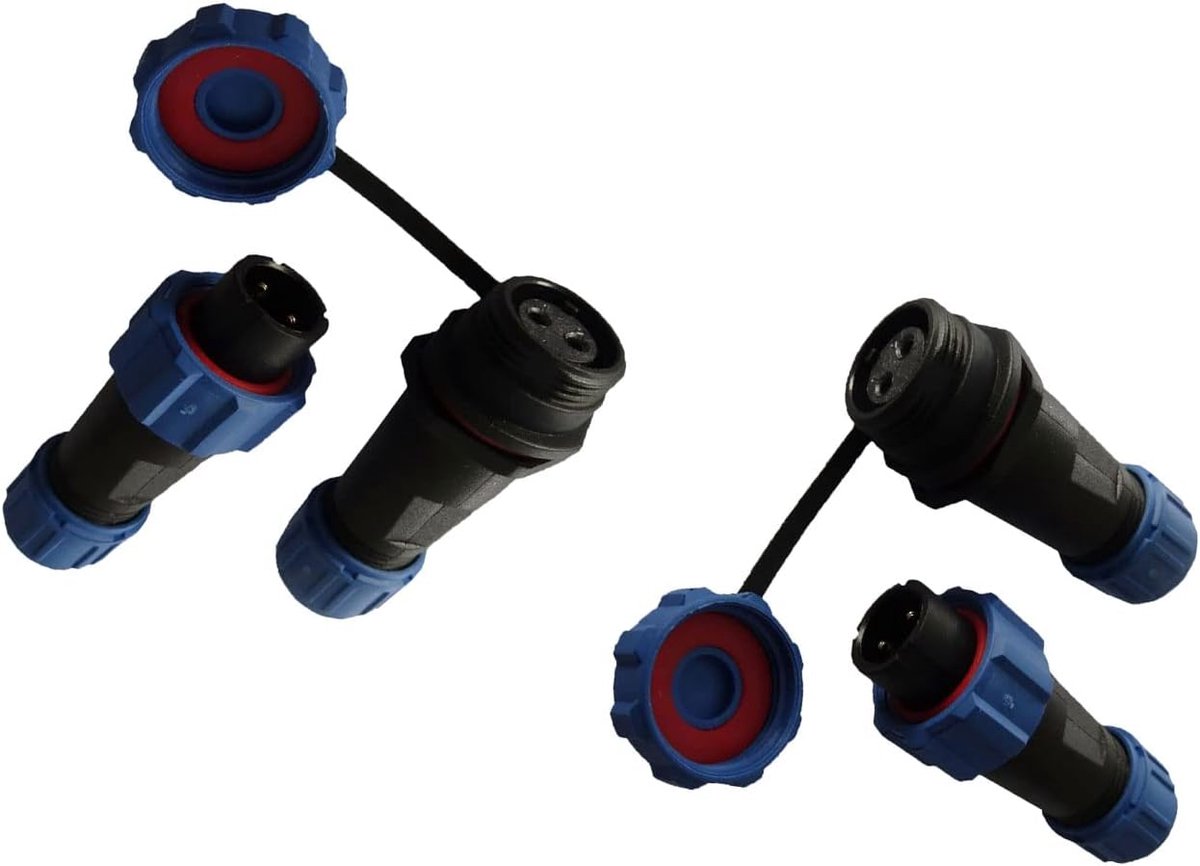 230V 12V IP68 16mm 2-polig 3-polig 2-Pin 3Pin ronde stekker aansluiting verbinder stekkerset met deksel waterdicht voor tuin boot auto / 8mm kabeldiameter (2 sets / 2-Pin)