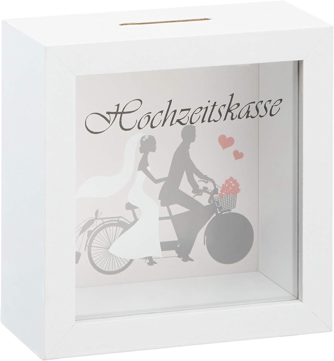 Mooie trouwdoos, MDF, glas, ijzer, modern, 14,5 x 14,5 x 6,5 cm, volwassenen, koppels, uniseks