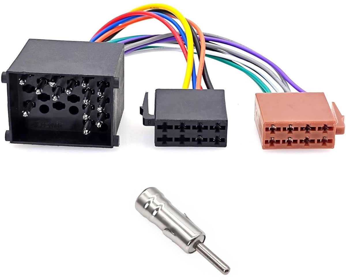 Autoradio ISO-kabelboomadapter, autoradio-draadconnector met ISO naar DIN-stekkeradapter voor VW, voor BMW E30, E36, E46, E39, X5, Z3, voor Ford, voor Land Rover en voor Mini Cooper