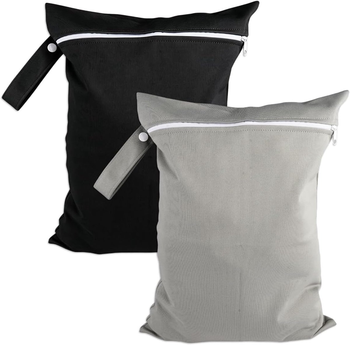 2 Stuks 30 x 40 cm Natte Zakken met Ritssluiting, Waterdichte Neuszakken | Herbruikbare Reis Natte Zakken, Waterdichte Tas Wet Bag, voor Familie, Reizen, Gymnastiek, Zwemmen, Strand(Zwart + Grijs)