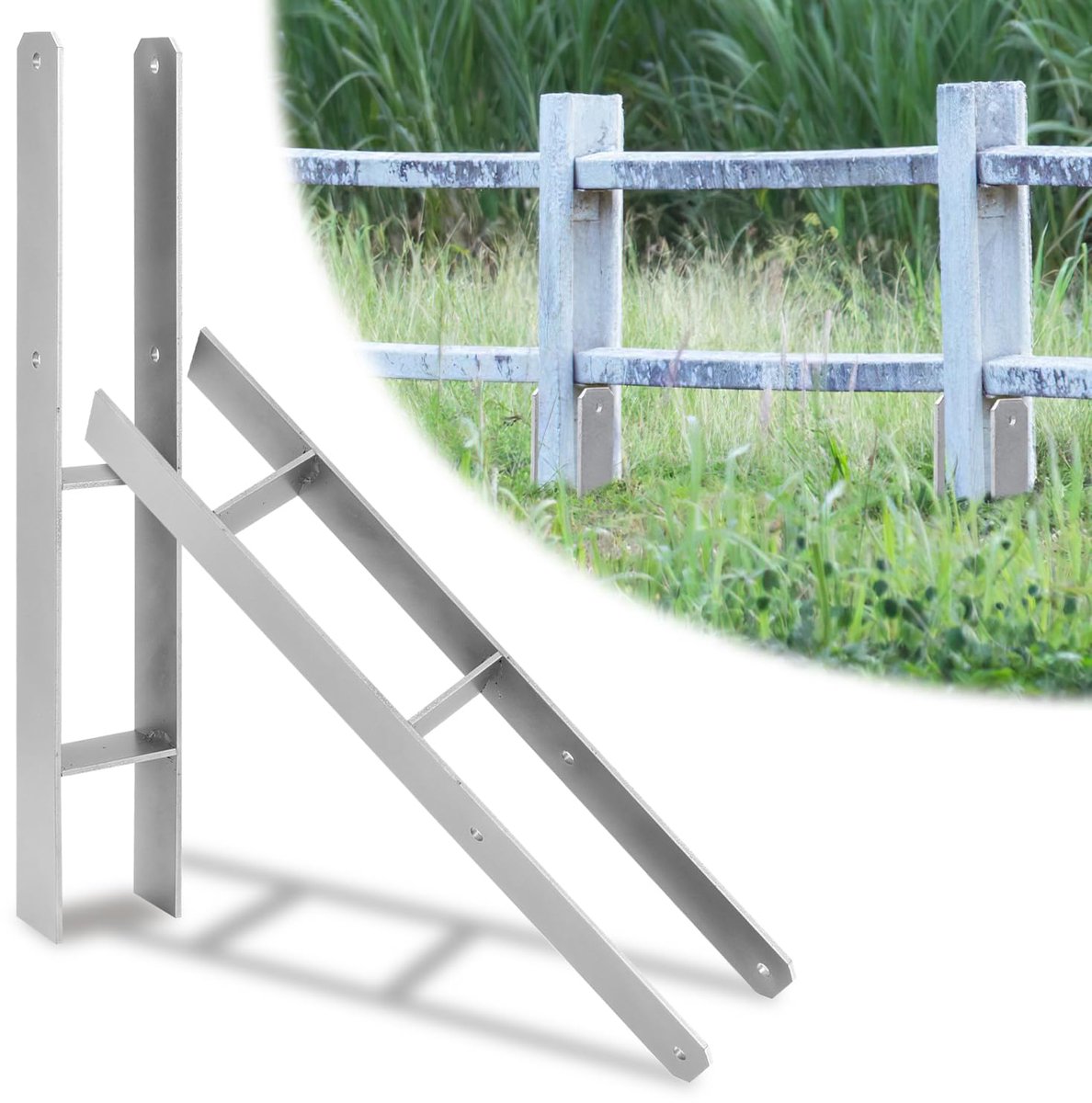 H-paaldrager: compact 81 mm H-anker, 600 x 60 mm – robuuste verankering voor palen (2 stuks)