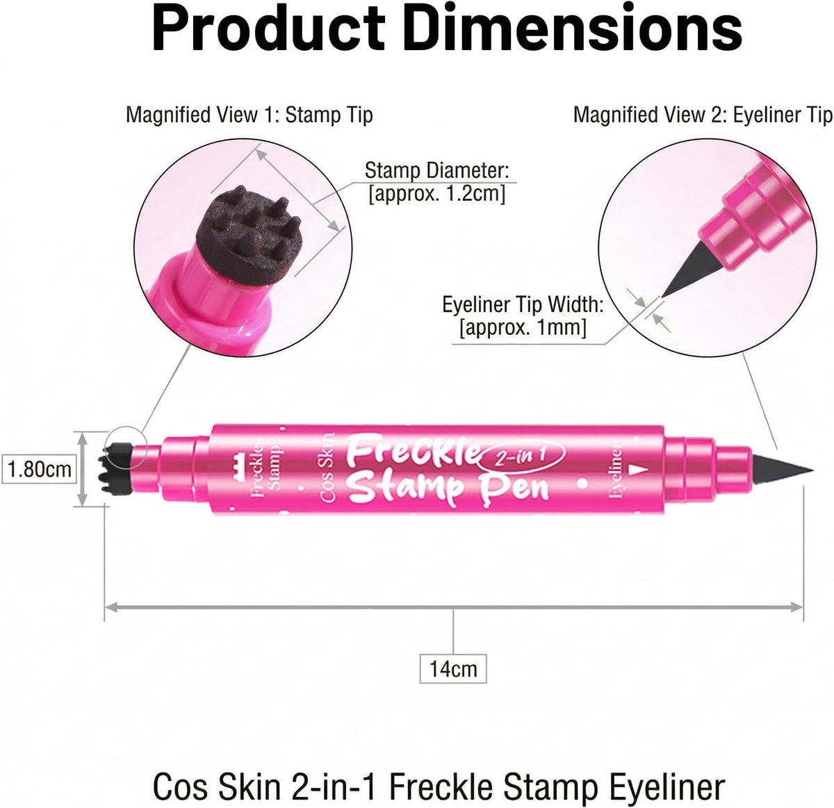 Stamp Pen, 2-in-1 lichtbruine nep-sproeten-stempel en zwarte eyelinerstift voor natuurlijke, levensechte zon gekust make-up, magische nepsproeten markeervlek